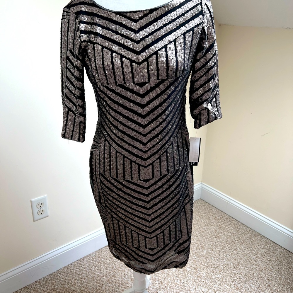NWT - Beautiful Black and gunmetal sequence dress - size 6P